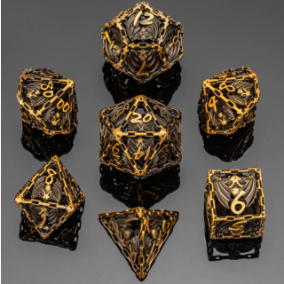 Ancient Gold Hollow Bat RPG Dice Set (7)
