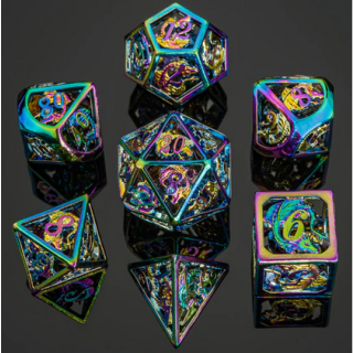 Rainbow Hollow Dragon Dice Set Filled w/Gems (7)
