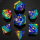 Pride Rainbow Metal Silver with black numbers Polyhedral Dice Set