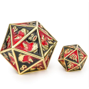 Solid Metal Dragon Chonk D20 Gold w/Red & Black 45mm