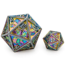 Solid Metal Dragon Chonk D20 Brushed Rainbow 45mm