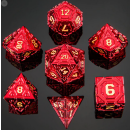 Solid Metal Star Map Red W/ Gold Polyhedral Dice Set