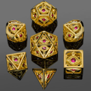 Shiny Gold w/Ruby Red Gems Dragons Eye Dice Set (7)