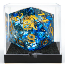 Sharp Edge Resin 55mm Chonk D20 Blue Swirl
