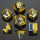 Behemoth Gold w/Yellow & Blue Solid Metal Polyhedral Dice Set