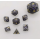 Hollow 10mm mini Dragons Eye Dice Set Gunmetal w/Purple Gems (7)