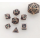 Hollow 10mm mini Dragons Eye Dice Set Ancient Copper w/Green Gems (7)
