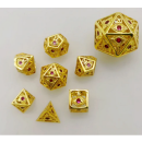 Hollow 10mm mini Dragons Eye Dice Set Shiny Gold w/Red...