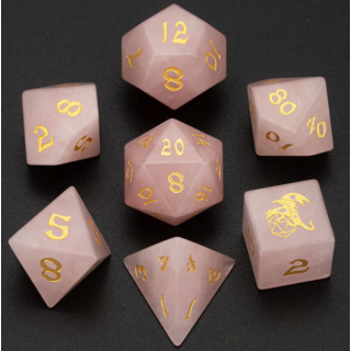 Rose Quartz Stone Dice Set (7)