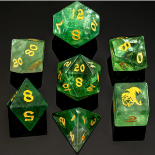 Green Fluorite Stone Dice Set (7)