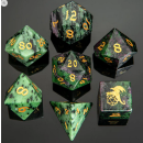 Dragons Hoard Gemstone Dice Set Ruby in Zoisite (7)