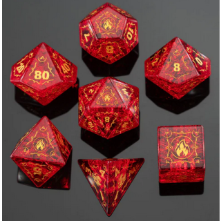 Dragons Hoard Gemstone Dice Set Blast Ruby Red in Fire Design (7)