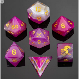 Dragons Hoard Gemstone Dice Set Rose Agate (7)