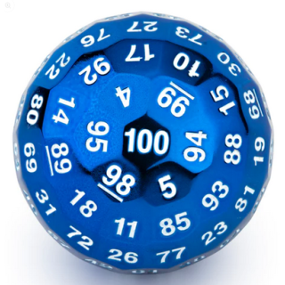 Titans Fist Blue Metal D100 Dice