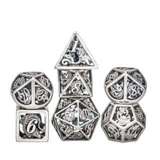 Ancient Silver Hollow Dragon Dice Set (7)