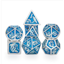 Silver with Blue Enamel Solid Metal Dragon Polyhedral...