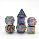 Rainbow Solid Metal Dragon Polyhedral Dice Set