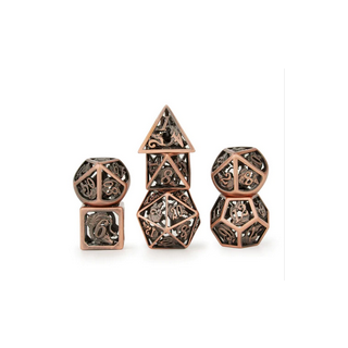 Ancient copper Hollow Dragon cage D&D Dice Set (7)