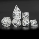 Shiny Silver Dragon w/black font Hollow Dice Set (7)