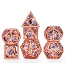 Rose Gold Hollow Dragon Dice w/blue fonts (7)
