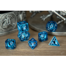 Blue w/ White Hollow Dragon Dice Set (7)