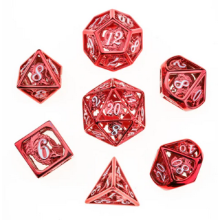 Dragons Blood Red Hollow Dragon cage Metal Dice Set (7)