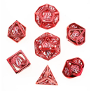 Dragons Blood Red Hollow Dragon cage Metal Dice Set (7)