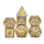 Brushed Gold Solid Metal Dragon Polyhedral Dice Set