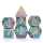Brushed Rainbow Solid Metal Dragon Polyhedral Dice Set