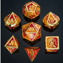 Gold w/Red& Orange Dragon Polyhedral Dice Set