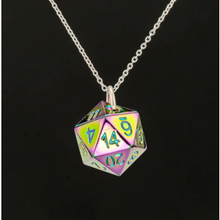 Prism Rainbow D20 Dice Necklace pendant w/chain