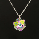Prism Rainbow D20 Dice Necklace pendant w/chain