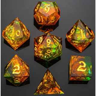 Captured Magic Handmade Sharp Edge Resin Dice Orange Green Layered (7)