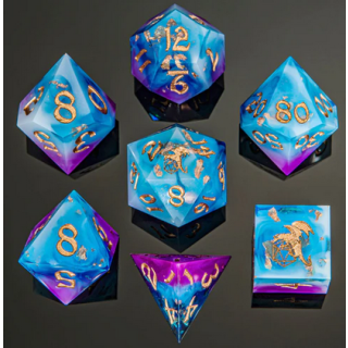 Captured Magic Handmade Sharp Edge Resin Dice Storm Dragon (7)