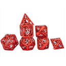 Red with White Hollow Metal Gears of Providence Dice Set (7)