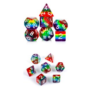 Resin Dice Set (7) Clear Rainbow reprint