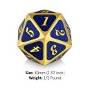Metal D20 Spindown Counter Blue & Gold