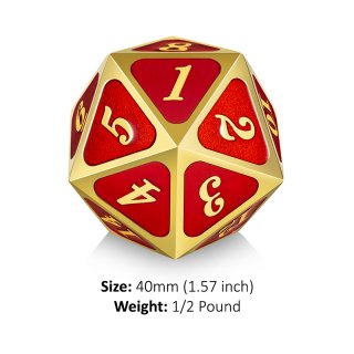 Metal D20 Spindown Counter Red & Gold