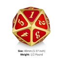 Metal D20 Spindown Counter Red & Gold