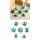 Metal & Enamel Dice Set (7) Teal & Gold