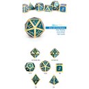 Metal & Enamel Dice Set (7) Teal Glitter