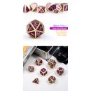 Metal & Enamel Dice Set (7) Purple Glitter
