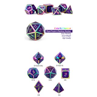 Metal & Enamel Dice Set (7) Royal Purple Iridescence