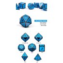 Metal & Enamel Dice Set (7) Sky & Gunmetal
