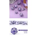 Metal & Enamel Dice Set (7) White & Purple