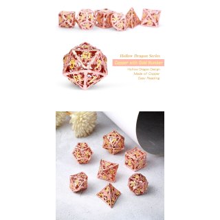 Hollow Dice Set (7) Dragon Copper & Gold