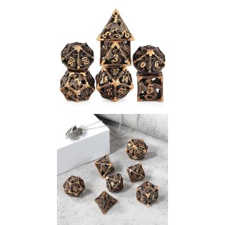 Hollow Dice Set (7) Dragon Brass