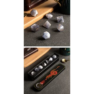 Gemstone Dice Set (7) Grey Cats Eye Synthetic