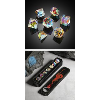 Glass Dice Set (7) Rainbow K9 Glass