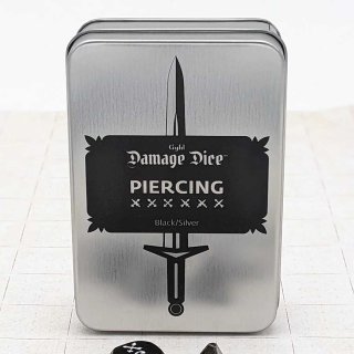 Dice Set Piercing Damage Metal Black/Silver (7)